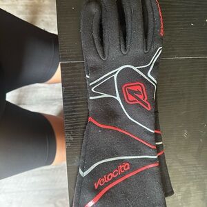 Velocita Black and Red Cycling Gloves